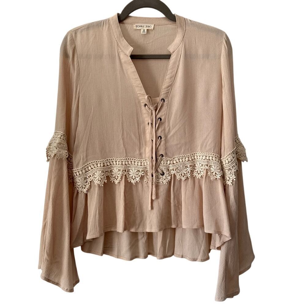 Double Zero Bohemian Neutral Tan/Cream Crochet Lace Never Worn
